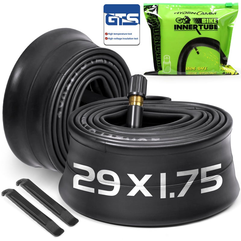 Hydencamm 2 Pack 29 أنبوب دراجة مناسب 1.75/1.95/2.125 مع صمام شريدر 32 مم، أنبوب إطار دراجة 29 بوصة مع روافع 2 قطعة، أنبوب دراجة 29 × 2.10 متوافق مع دراجات الأطفال/الطرق (2 من مقاس واحد) - Image 1